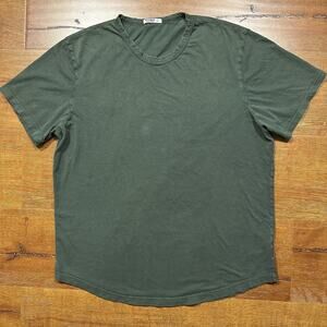 Buck Mason T Shirt Mens L Green Short Sleeve Curved Hem Retro Classic USA City